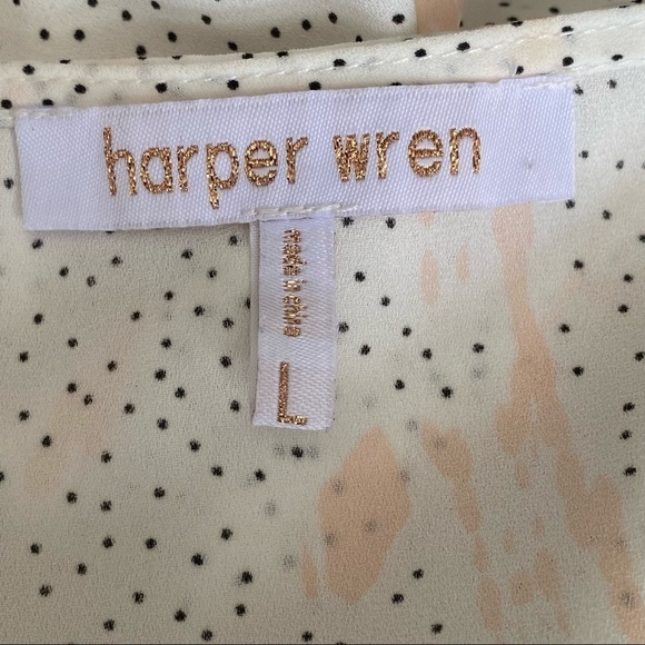 Harper Wren White Blush Dot Holland Peplum Long Sleeve Top, Large - Picture 7 of 9